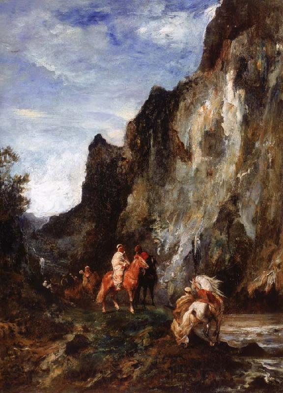 Eugene Fromentin Arab Horsemen in a Gorge Norge oil painting art